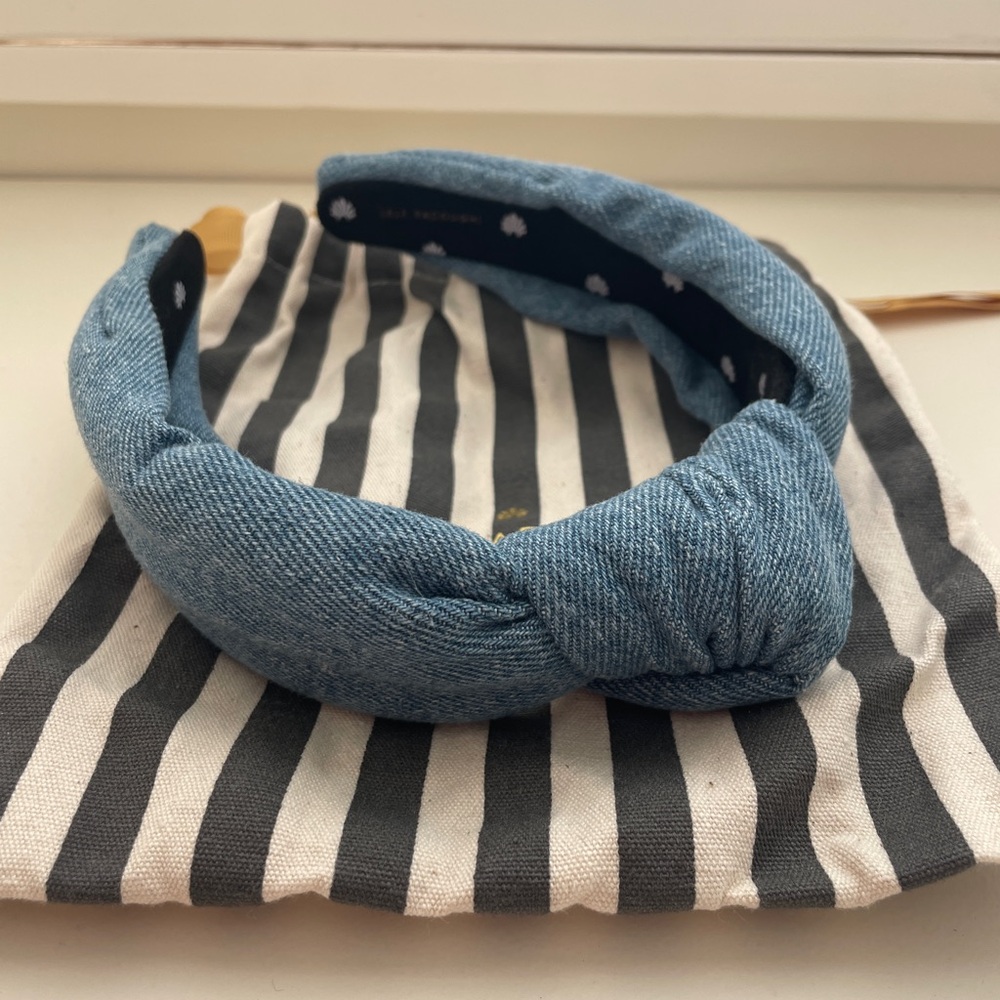 Lele Sadoughi Denim Blue Knotted Headband